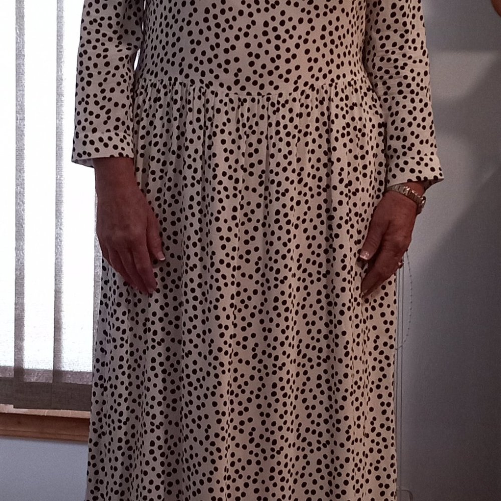 Dress - Flowing White with Black Dots